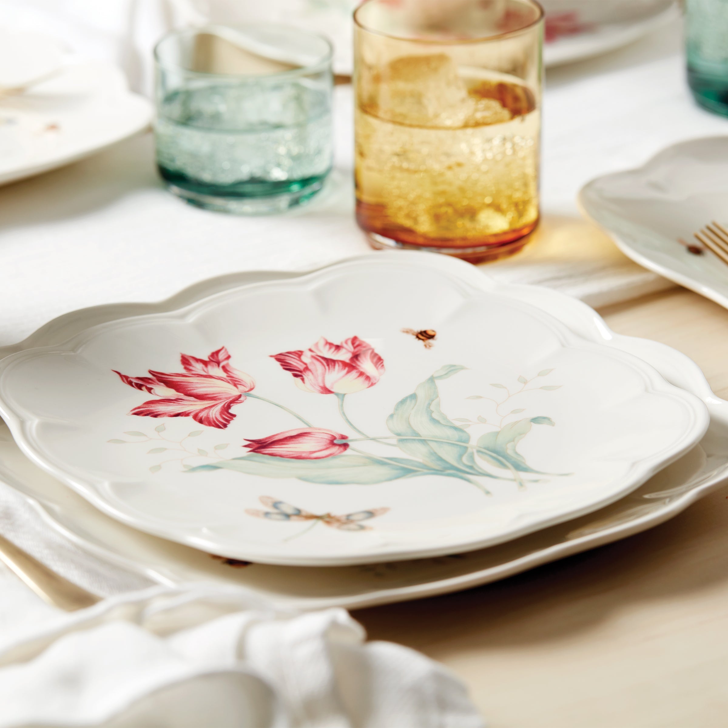 Warm Gold Rim Coupe Salad Decorative Plates - Image 5