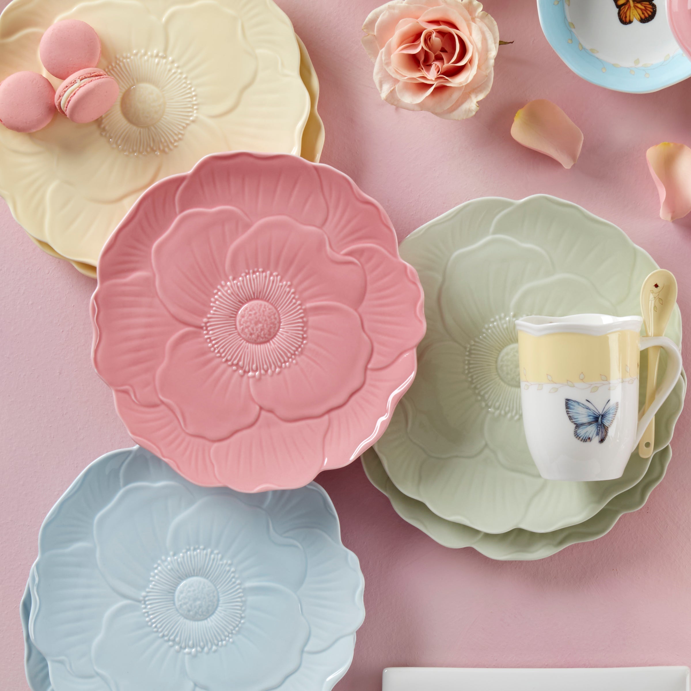 Yellow Floral Accent Decorative Plates, Set of 4 - Image 4