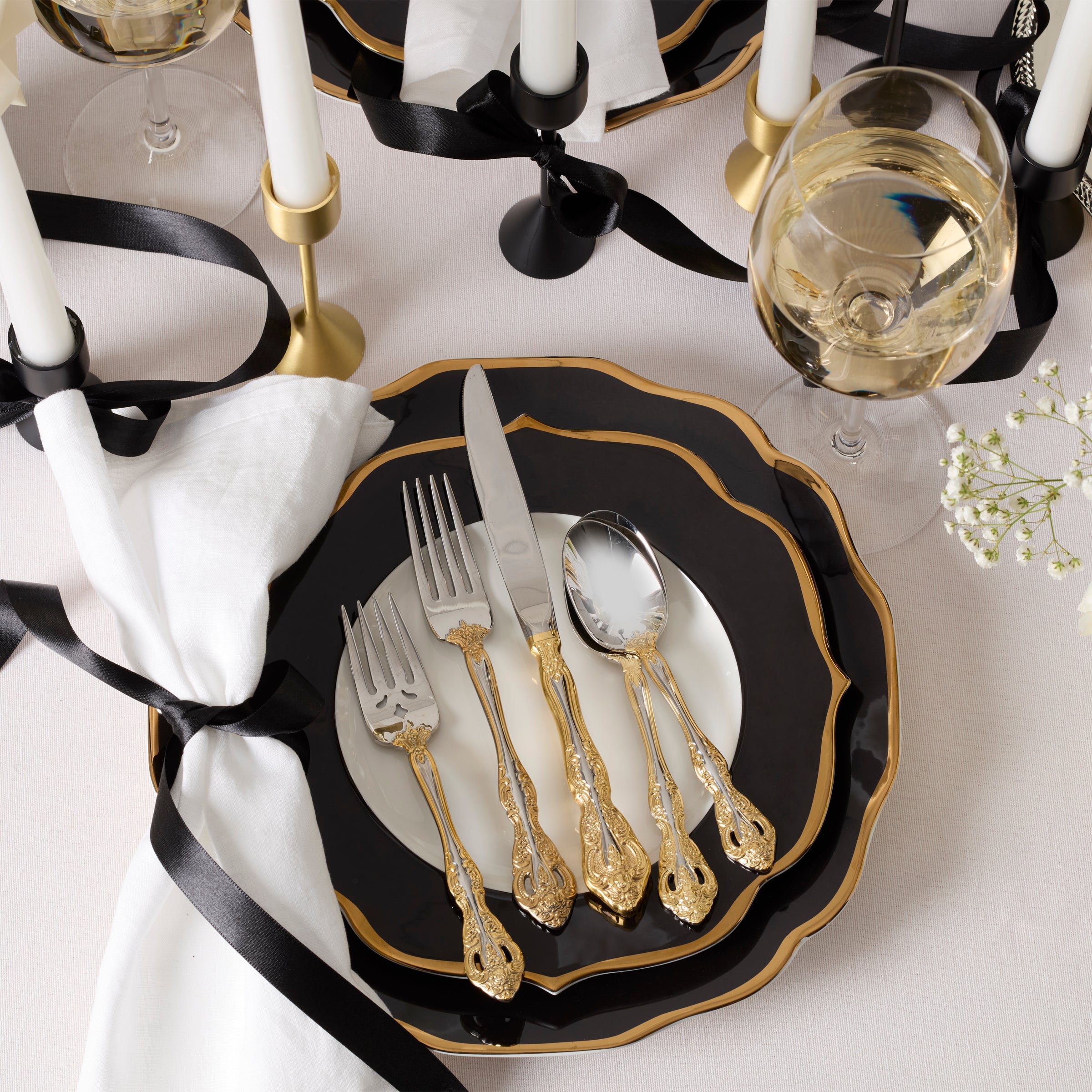 Watercolor Gold Coupe Salad Decorative Plates - Image 8