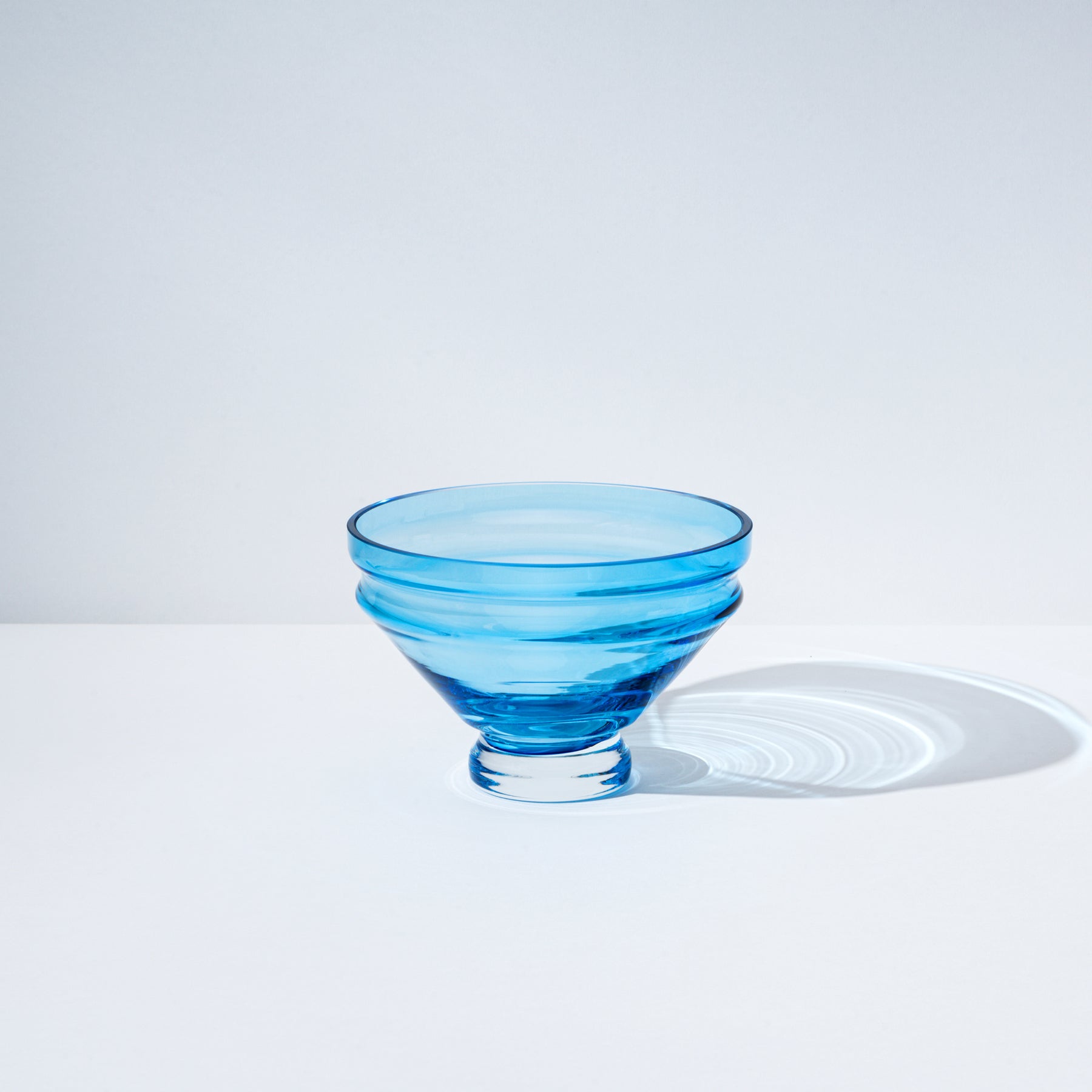 Small Aquamarine Blue Ripple Glass Dessert Bowl