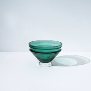 Small Bristol Green Ripple Glass Dessert Bowl