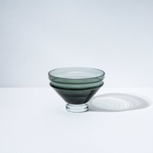 Small Smokey Gray Ripple Glass Dessert Bowl