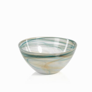 Lagoon Blue Alabaster Glass Bowl