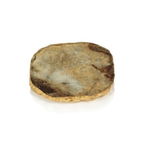 Gold Rim Agate Glass Coasters - Set of 4