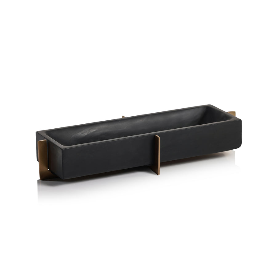 Black Marble Tray on Gold Metal Base - Image 2