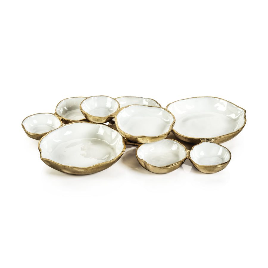 Gold and White Cluster Serving Bowl Tray - Image 2