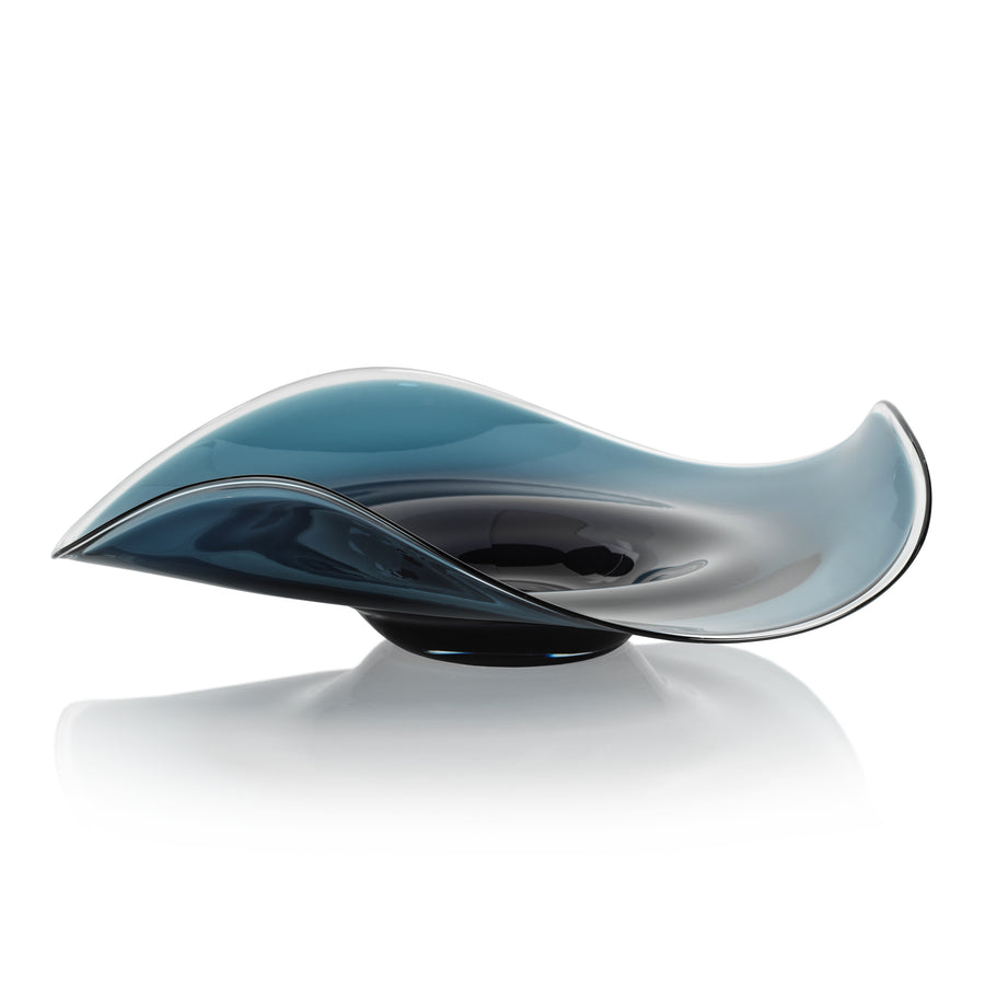 Blue Wave Glass Bowl - 18 in - Image 2