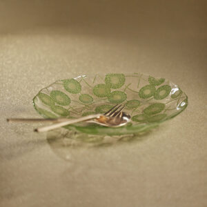 Green Luster Glass Serving Bowl