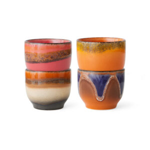 Small Coffee Cups with Reactive Glaze - Set of 4